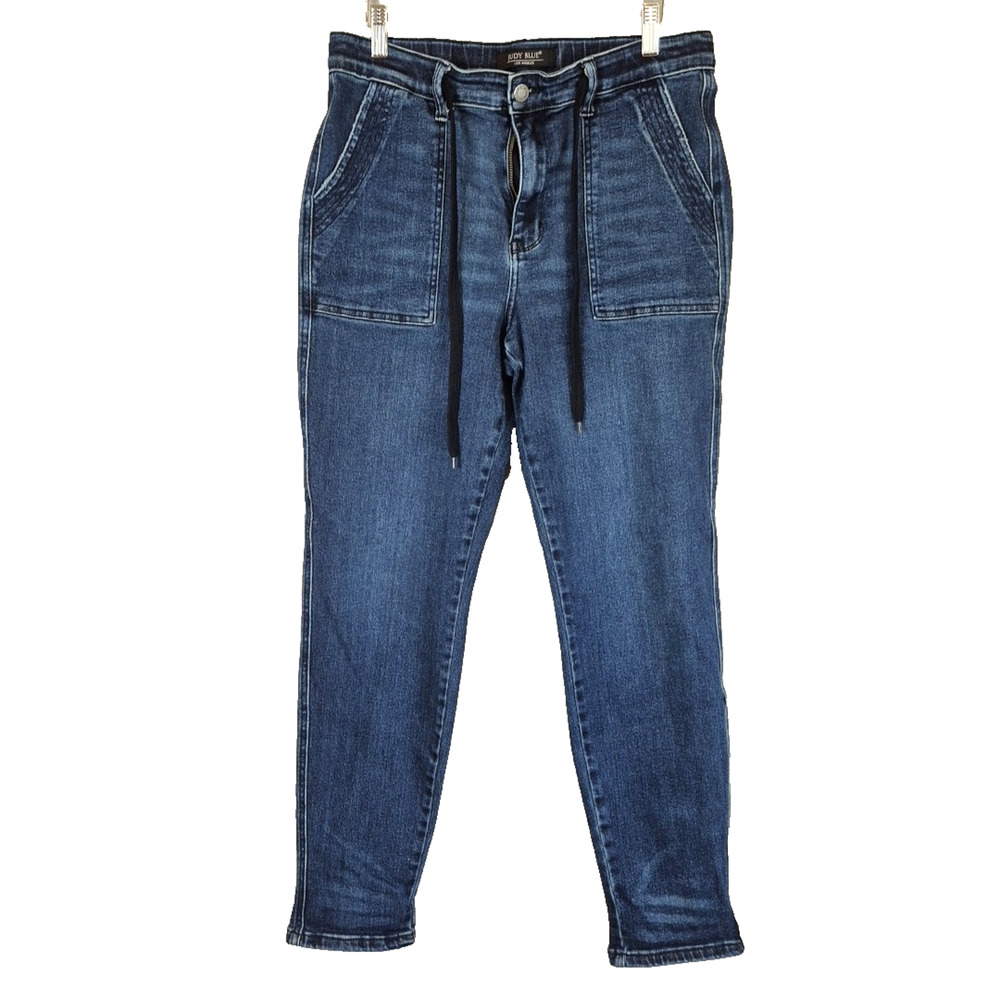 Judy Blue Jeans Womens 11/30 Blue Jogger High Waist Drawstring Stretch JB88740